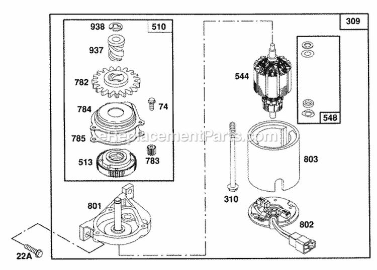 Electric Starter Diagram and Parts List for 123702-3120-01  Briggs and Stratton Engine